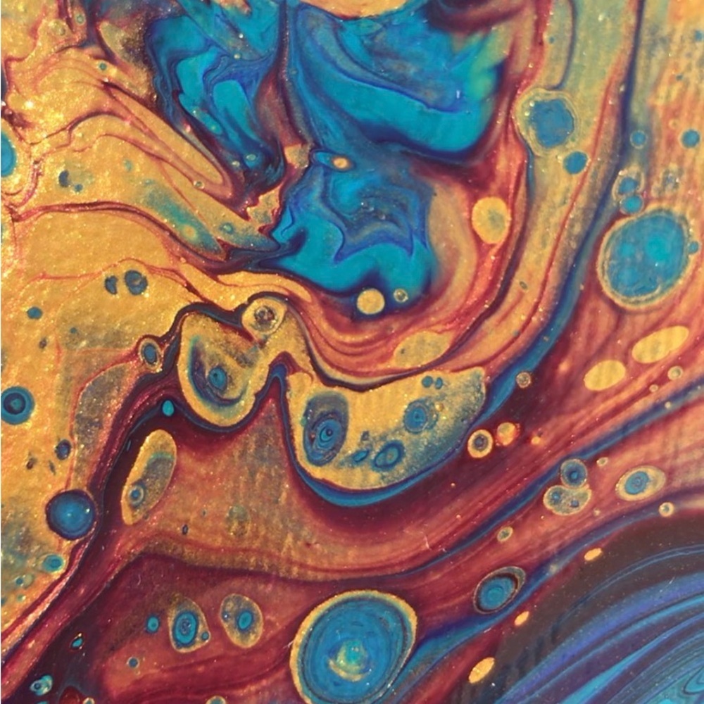 4”x4” Blue & Gold Abstract Painting Small Canvas - Picture 9 of 9